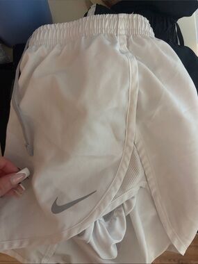Nike White Girls' Athletic Skort with Grey Swoosh